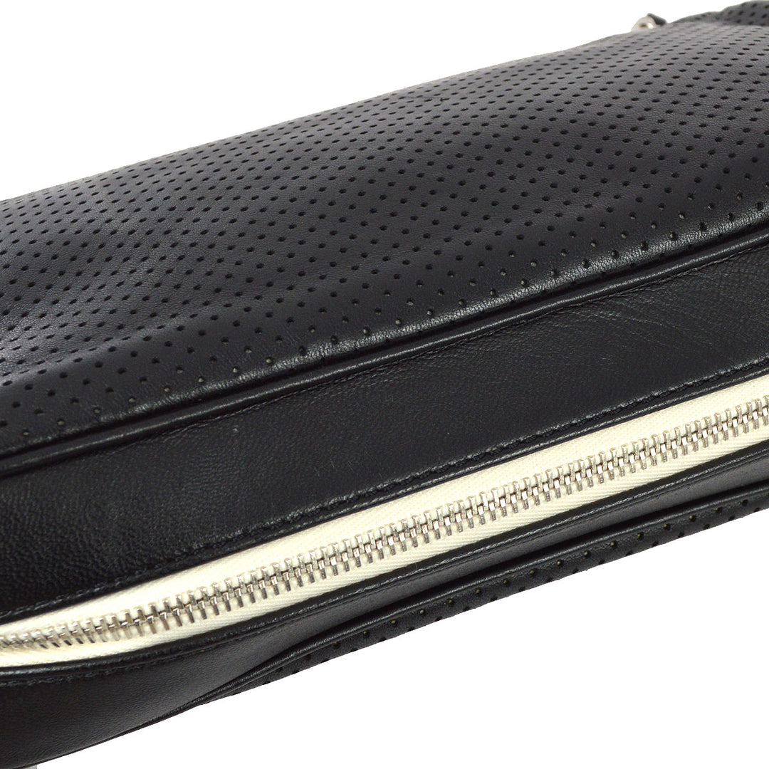 Top Quality Chanel 2008-2009 Black Perforated Lambskin Flap Shoulder Bag