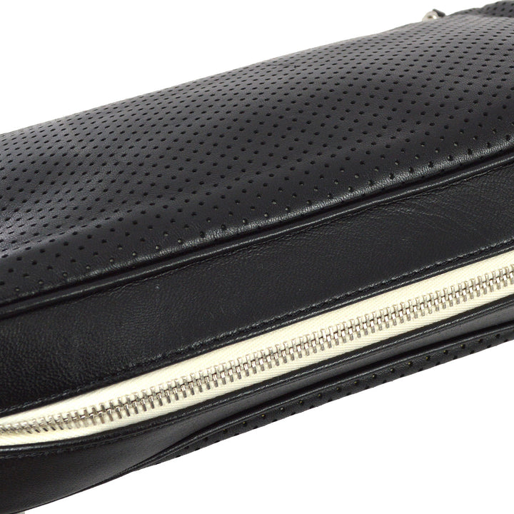 Top Quality Chanel 2008-2009 Black Perforated Lambskin Flap Shoulder Bag