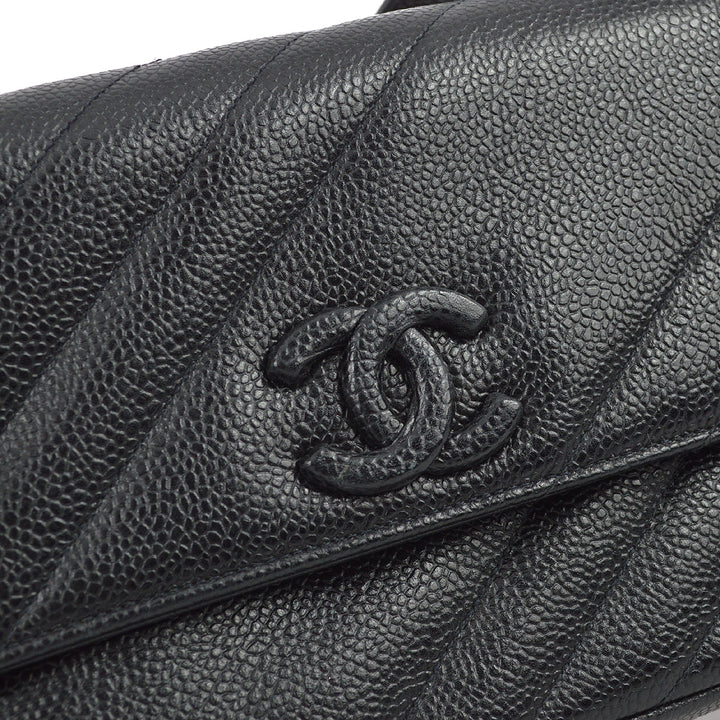 Top Quality Chanel * 1994-1996 Black Caviar Mini Straight Flap Shoulder Bag