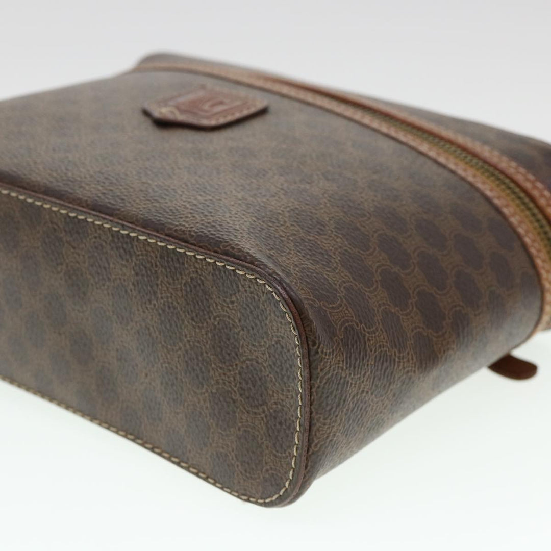Celine Macadam Canvas Hand Bag PVC Leather Brown  38356