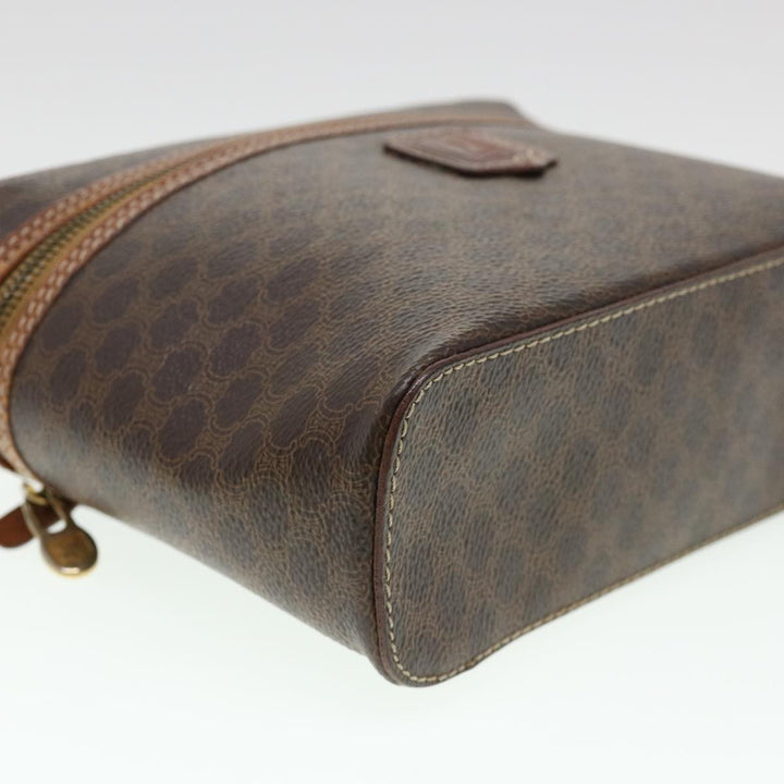 Celine Macadam Canvas Hand Bag PVC Leather Brown  38356