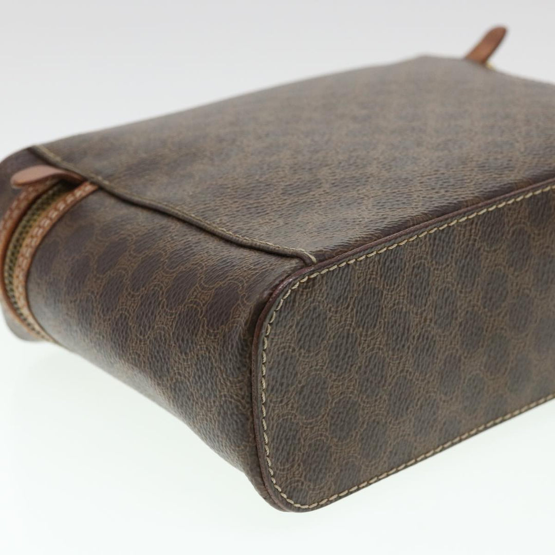 Celine Macadam Canvas Hand Bag PVC Leather Brown  38356