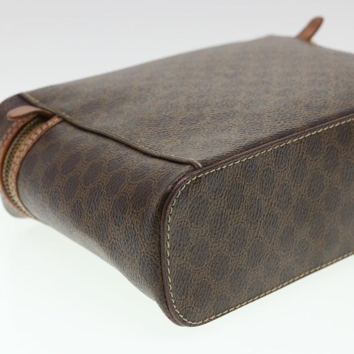 Celine Macadam Canvas Hand Bag PVC Leather Brown  38356