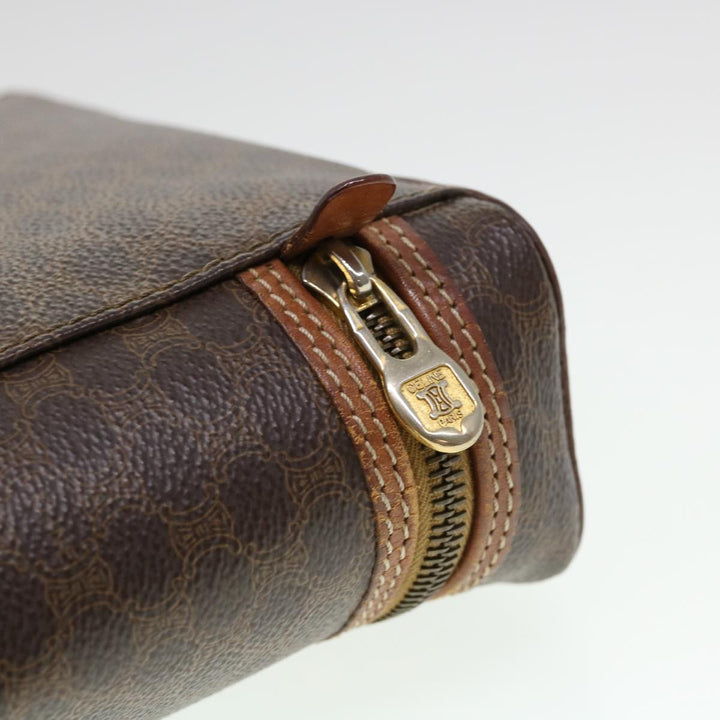 Celine Macadam Canvas Hand Bag PVC Leather Brown  38356