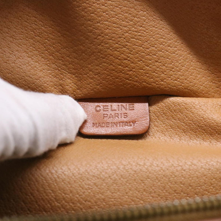 Celine Macadam Canvas Hand Bag PVC Leather Brown  38356