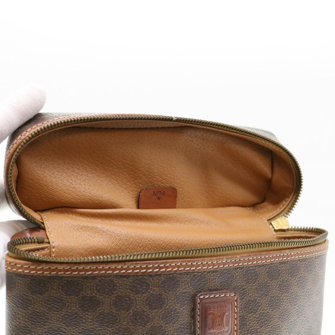 Celine Macadam Canvas Hand Bag PVC Leather Brown  38356