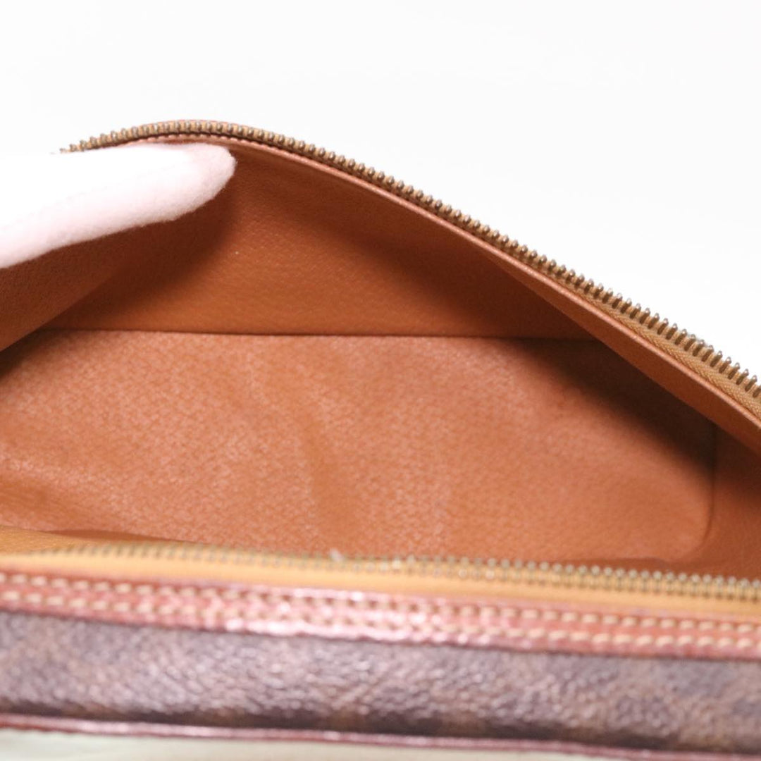 Celine Macadam Canvas Hand Bag PVC Leather Brown  38356
