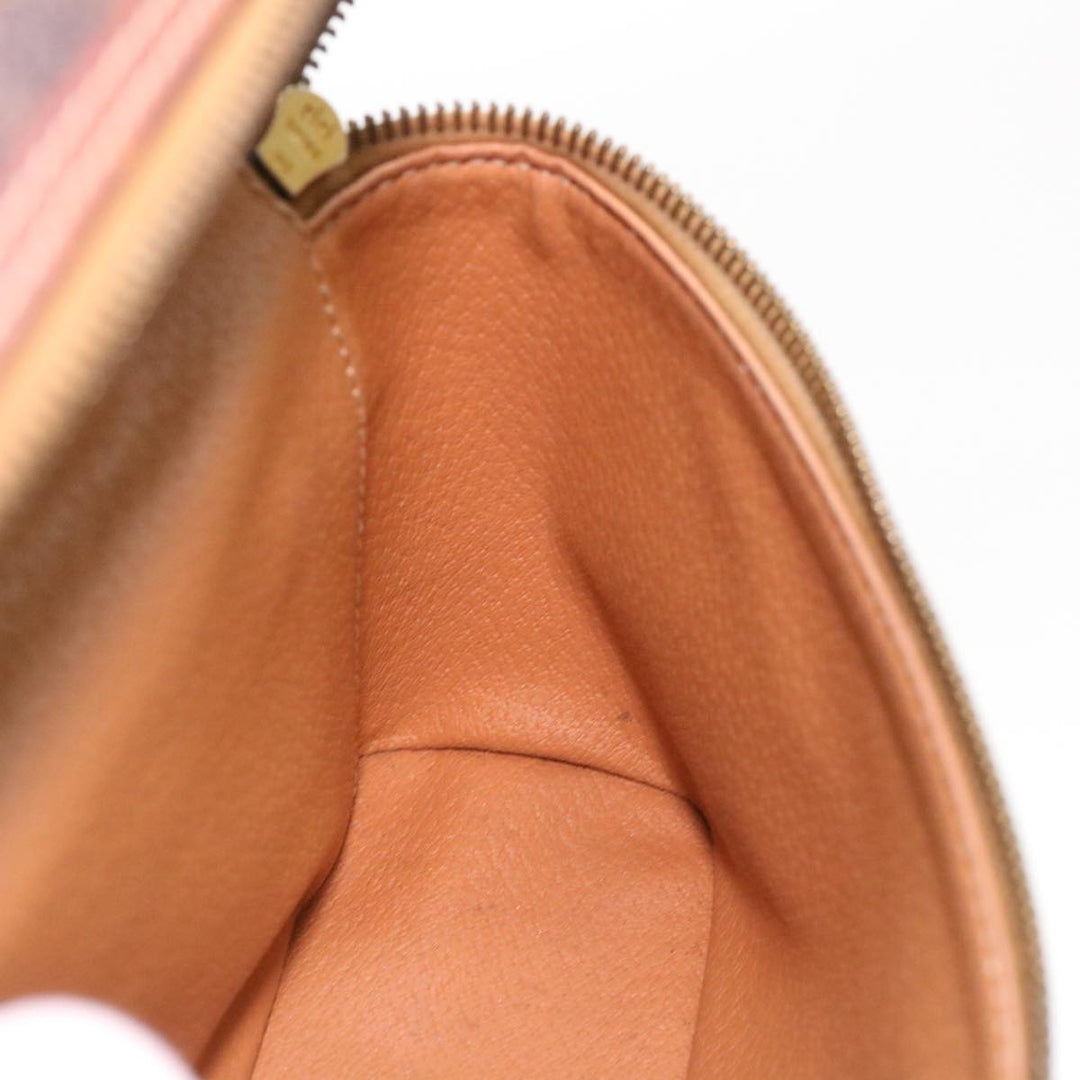Celine Macadam Canvas Hand Bag PVC Leather Brown  38356