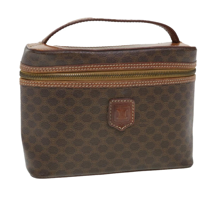 Celine Macadam Canvas Hand Bag PVC Leather Brown  38356
