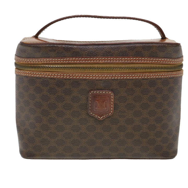 Celine Macadam Canvas Hand Bag PVC Leather Brown  38356