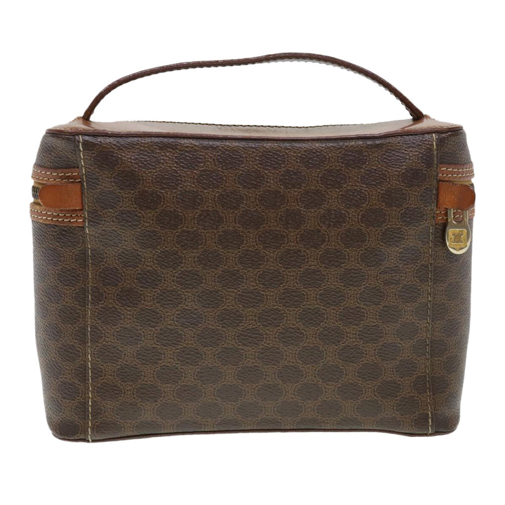 Celine Macadam Canvas Hand Bag PVC Leather Brown  38356