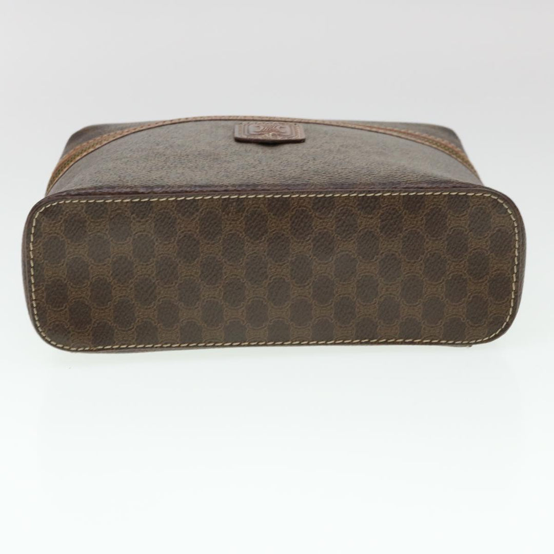 Celine Macadam Canvas Hand Bag PVC Leather Brown  38356