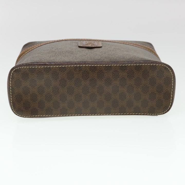 Celine Macadam Canvas Hand Bag PVC Leather Brown  38356