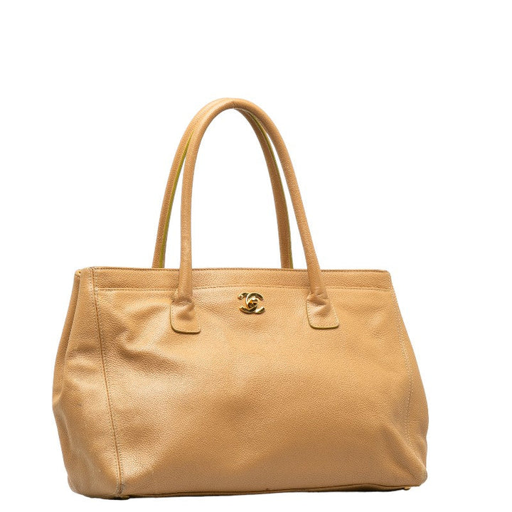 Top Quality Chanel Cocomark Executive Handbags Shoulder Bag 2WAY Beige Caviar