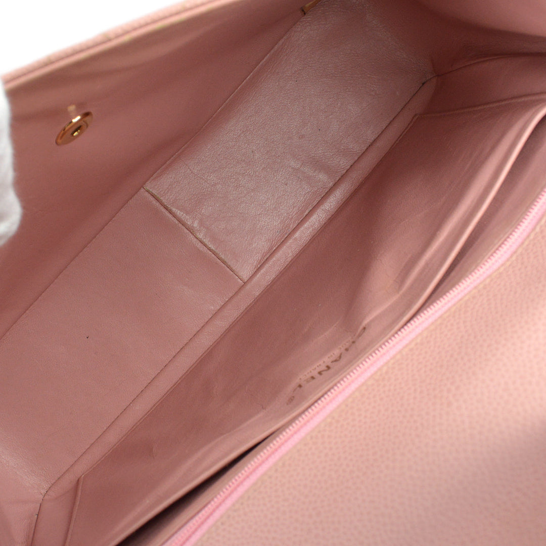 Top Quality Chanel 2003-2004 Pink Caviar Jumbo Classic Flap Shoulder Bag
