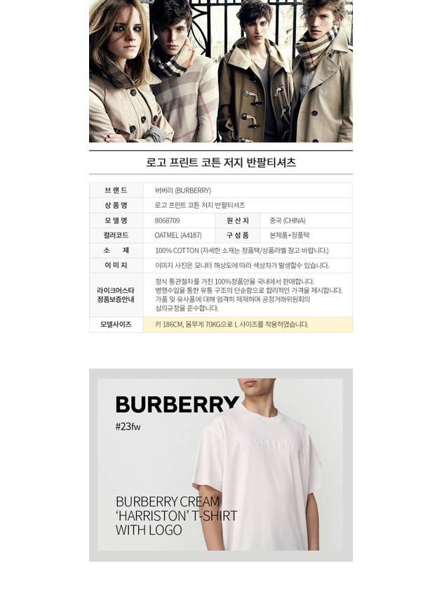 Burberry Men's Logo Print Cotton Jersey Short Sleeve T-Shirt Ivory