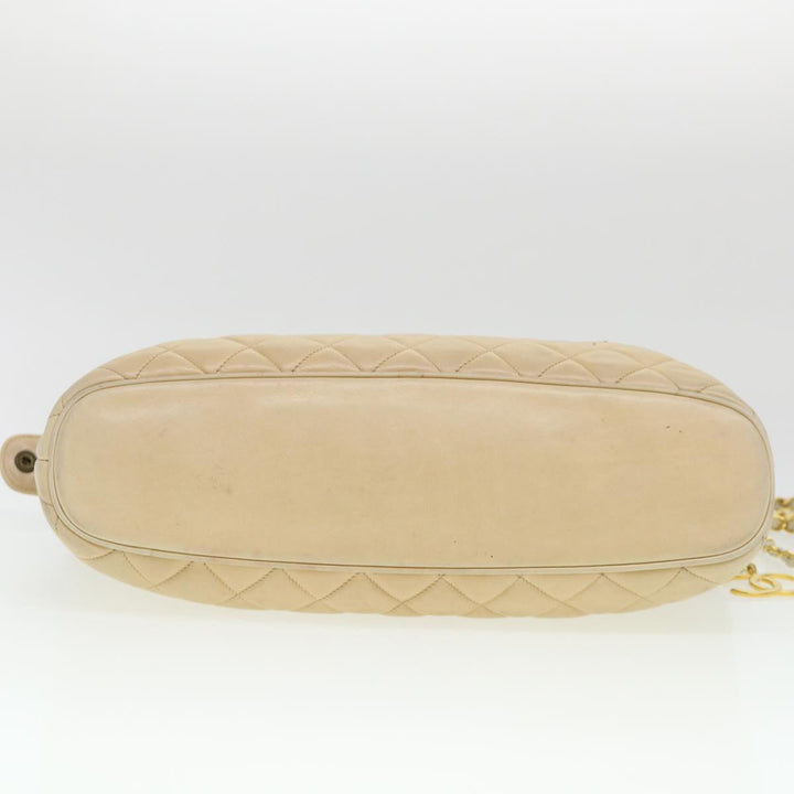 Top Quality Chanel Chain Shoulder Bag Lamb Skin Beige CC Auth 38451