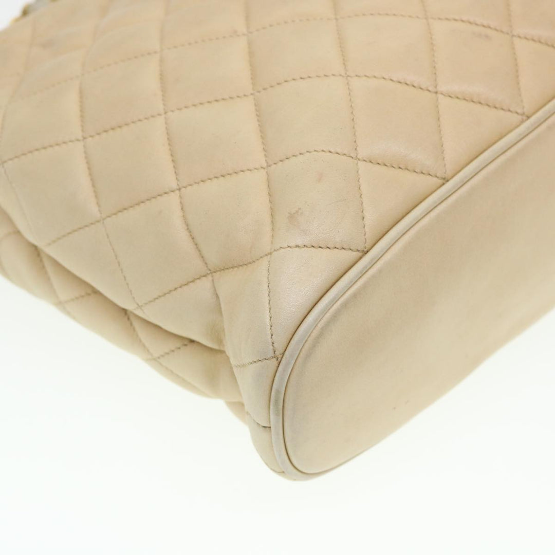 Top Quality Chanel Chain Shoulder Bag Lamb Skin Beige CC Auth 38451