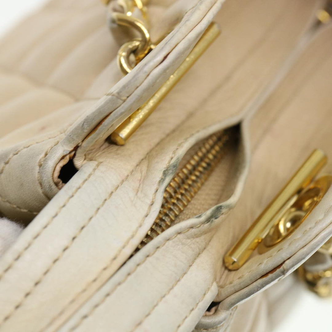Top Quality Chanel Chain Shoulder Bag Lamb Skin Beige CC Auth 38451