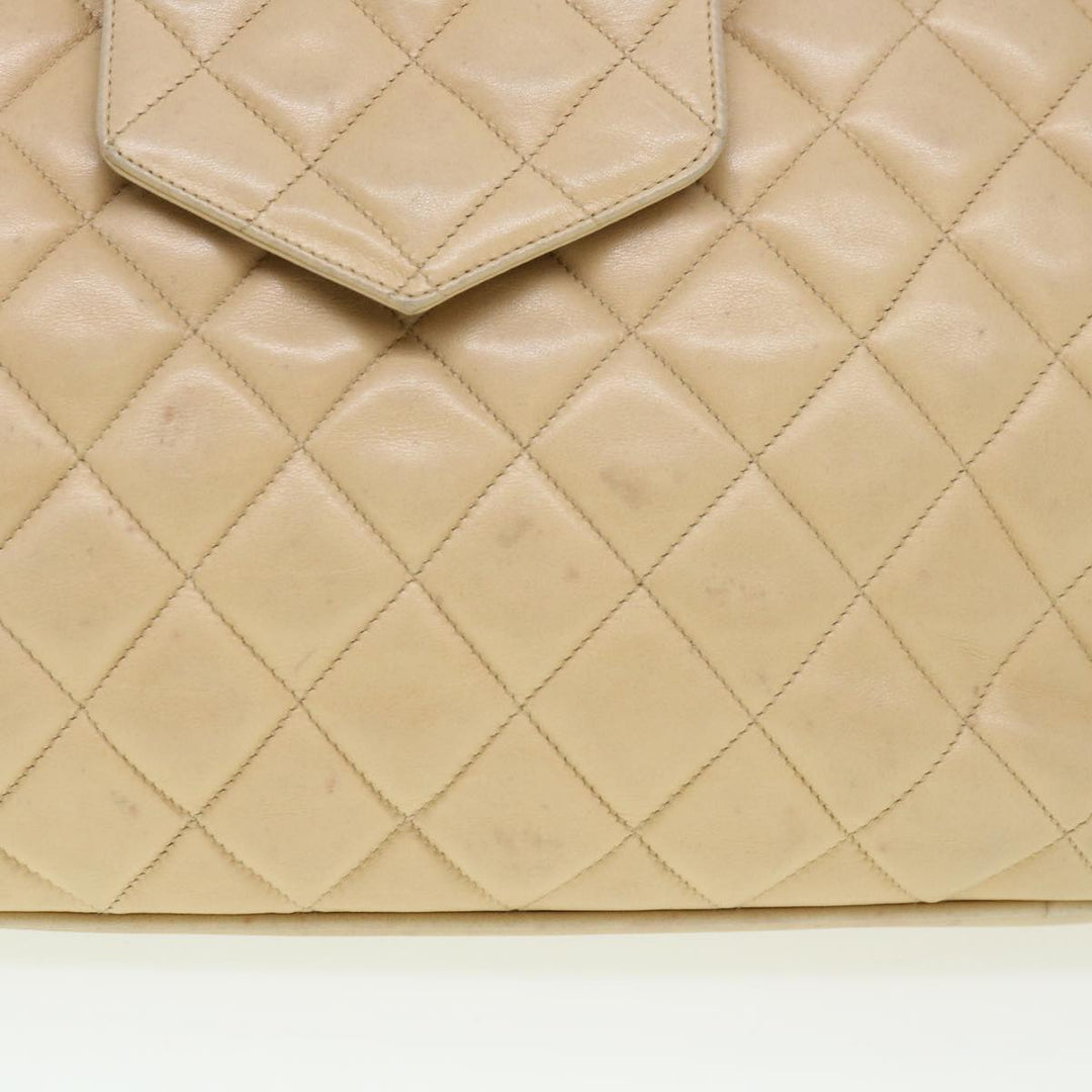 Top Quality Chanel Chain Shoulder Bag Lamb Skin Beige CC Auth 38451
