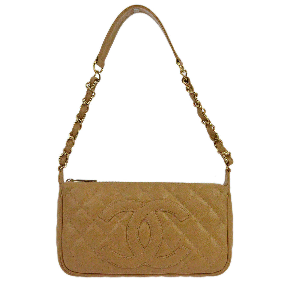 Top Quality Chanel Beige Caviar Hobo Chain Handbag