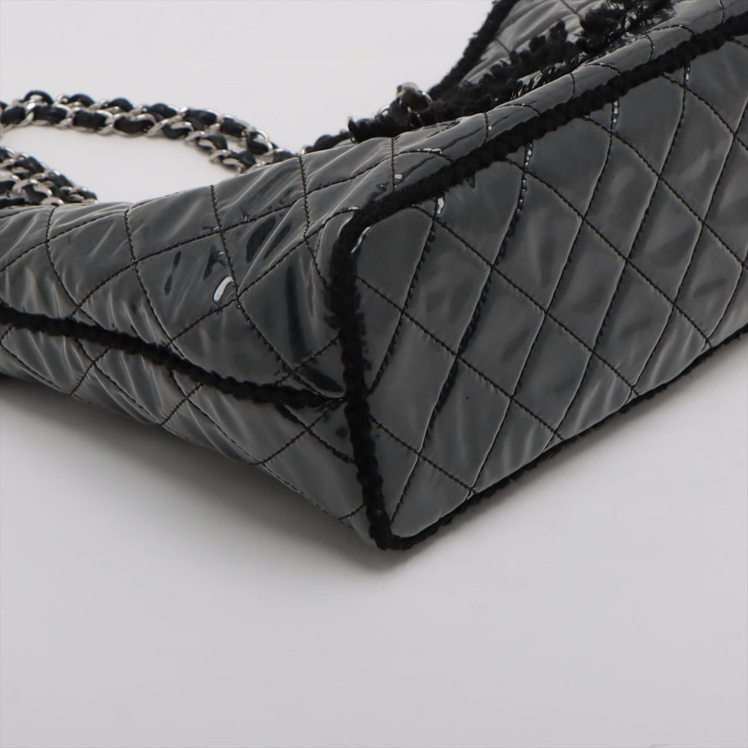 Top Quality Chanel Coco Vinyl Leather Tote Bag Black Silver Gold  13th