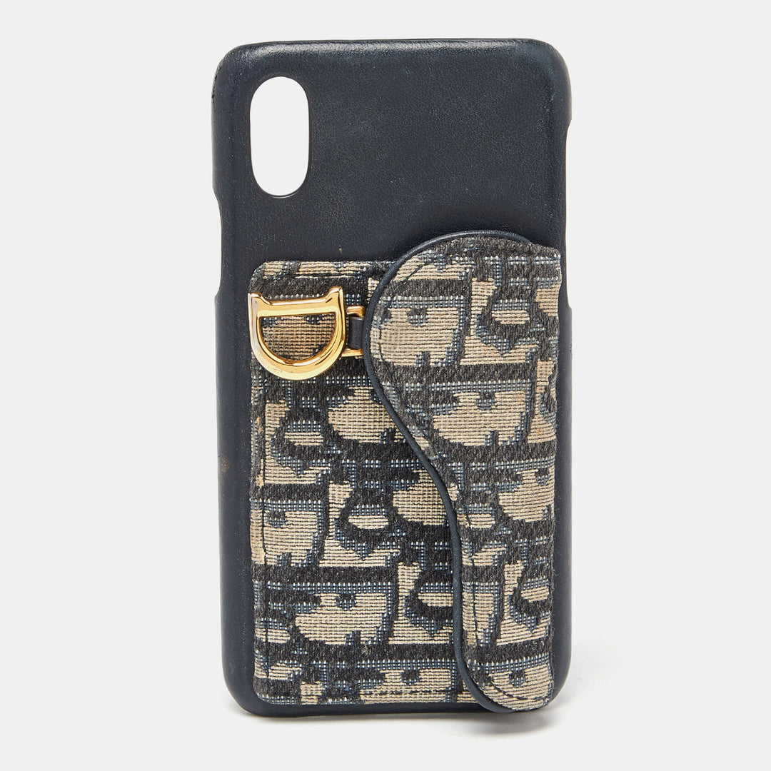 Top quality Dior Blue Oblique Canvas and Leather iPhone X Case