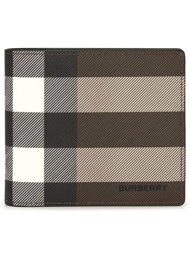 Burberry Check Leather International Bifold Wallet Dark Birch Brown