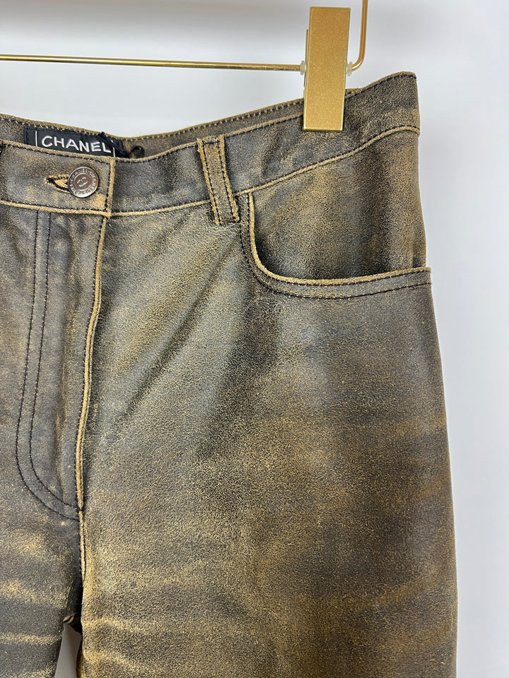 Top Quality Chanel 00/A Brown Panelled Denim Jeans Size FR 38 (UK 10)
