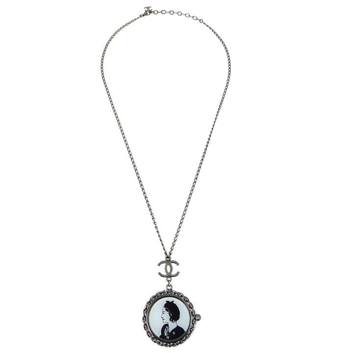 Top Quality Chanel Mademoiselle Chain Pendant Necklace Silver 03P