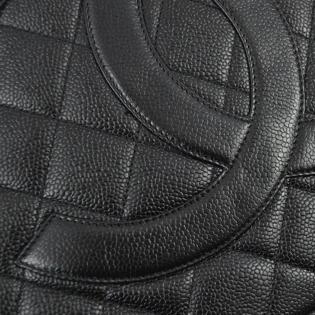 Top Quality Chanel Black Caviar Medallion Tote Handbag