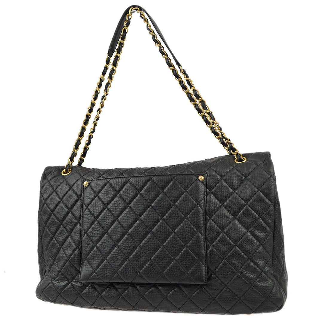 Top Quality Chanel Black Calfskin XXL Single Flap Shoulder Bag