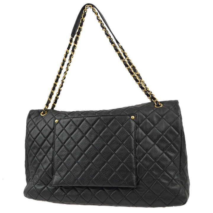 Top Quality Chanel Black Calfskin XXL Single Flap Shoulder Bag