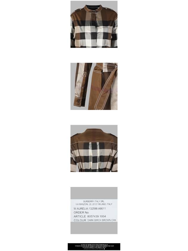 Burberry Check Tie Waist Shirt Midi Dress Brown