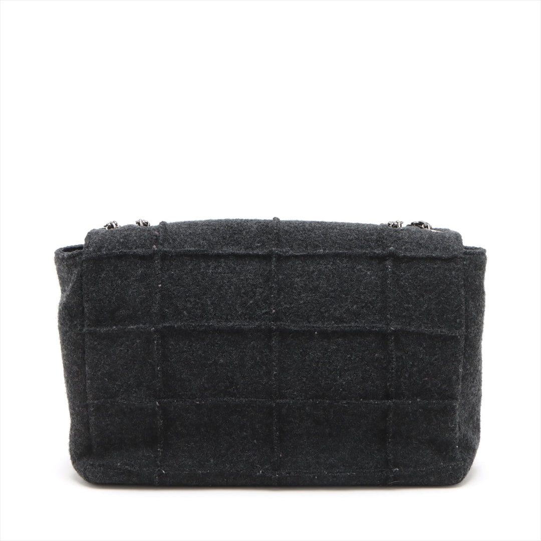 Top Quality Chanel Chocolate Bar Wool Single Flap Double Chain Bag 2.55 Black Silver Gold  5th