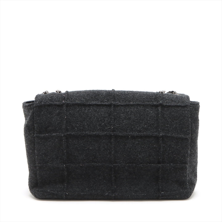 Top Quality Chanel Chocolate Bar Wool Single Flap Double Chain Bag 2.55 Black Silver Gold  5th