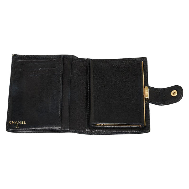 Top Quality Chanel Double Folded Wallet Caviar Skin/Leather Black Lady Caviar