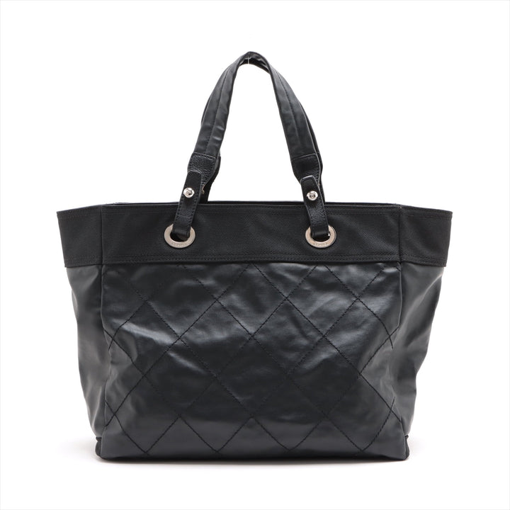 Top Quality Chanel PARIBIARITZ MM  Linen Tote Bag Black Silver G  13th