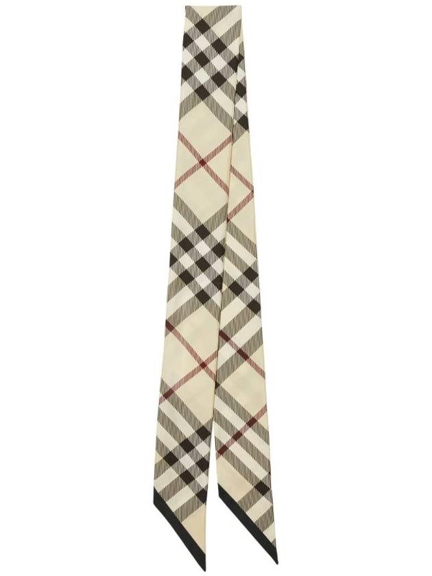 Burberry Skinny Check Silk Scarf Stone