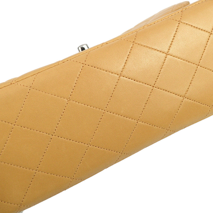 Top Quality Chanel Beige Lambskin Double Sided Classic Flap Shoulder Bag