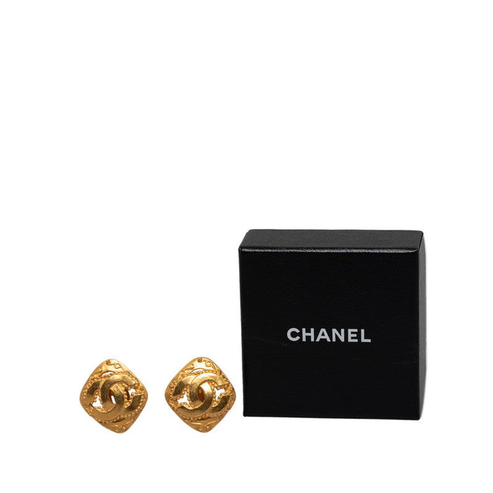 Top Quality Chanel Vintage Cocomark Flower Card Earring Gold   Chanel