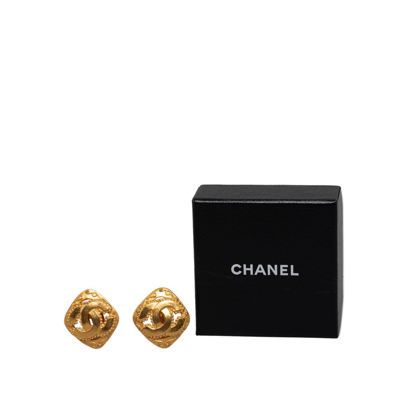 Top Quality Chanel Vintage Cocomark Flower Card Earring Gold Makeup Ladies Chanel