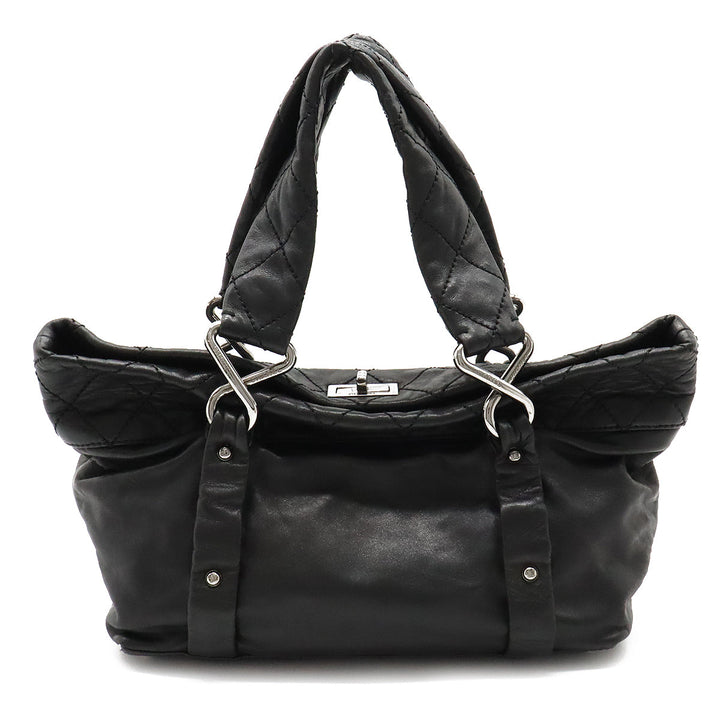 Top Quality Chanel Top Quality Chanel 2.55 Mattress  Bag Handbag Turn-Lock Leather Black Black Silver Gold