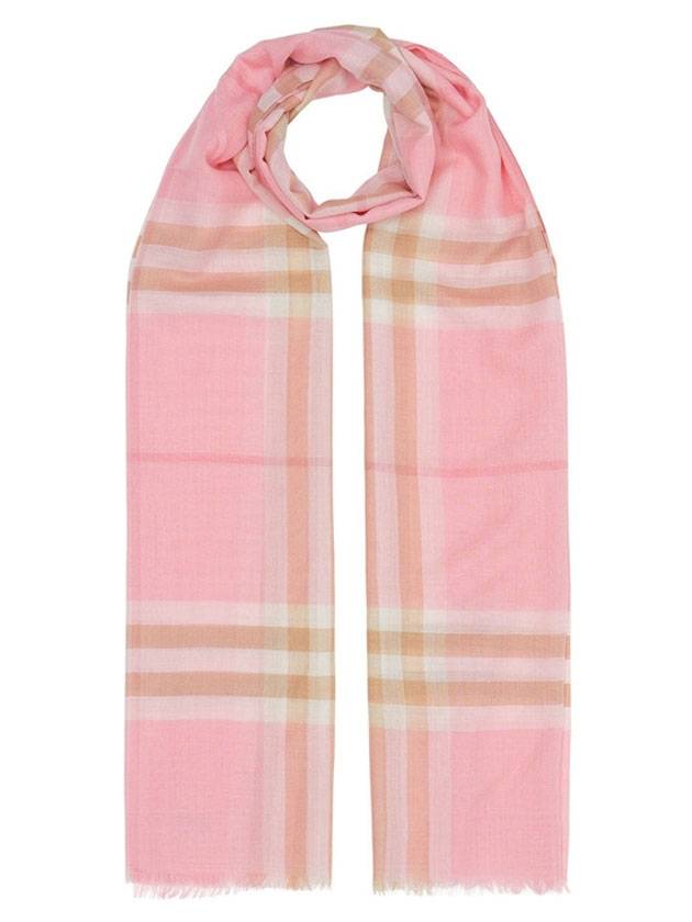 Burberry Check Wool Silk Scarf Pink