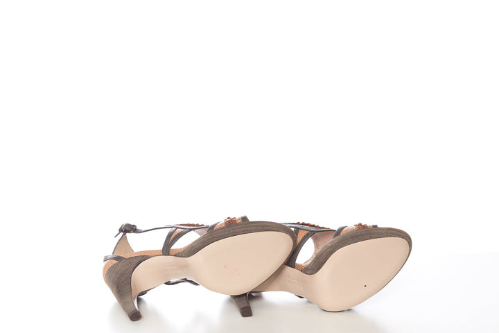 Salvatore Ferragamo Brown and Olive Sandals SZ 6