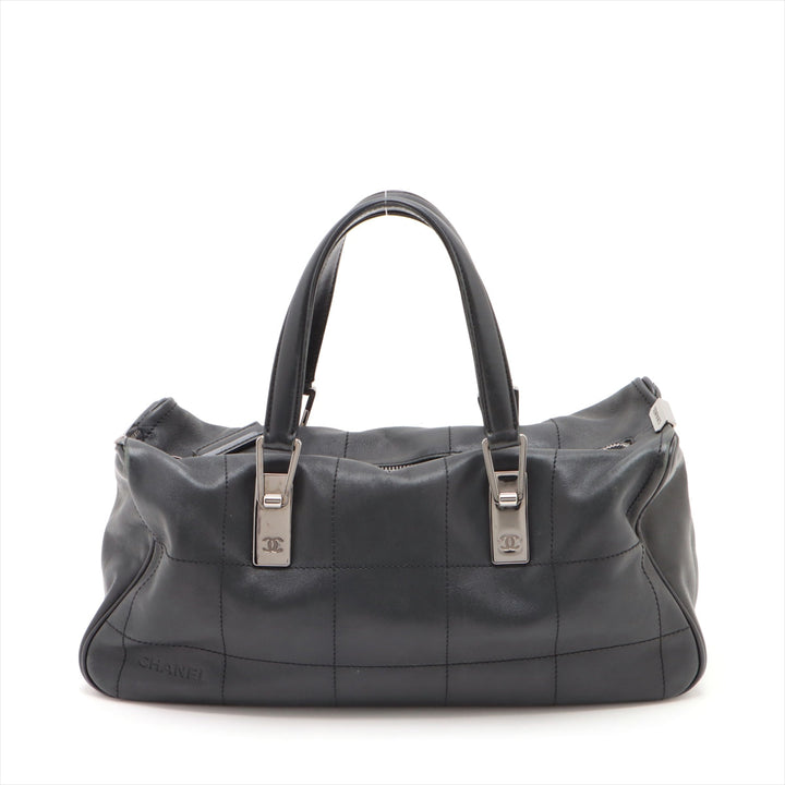 Top Quality Chanel Chocolate Bar  Handbag Black Silver G  7th