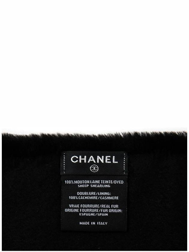 CC Lettering Shearling Cashmere Muffler Black Chanel