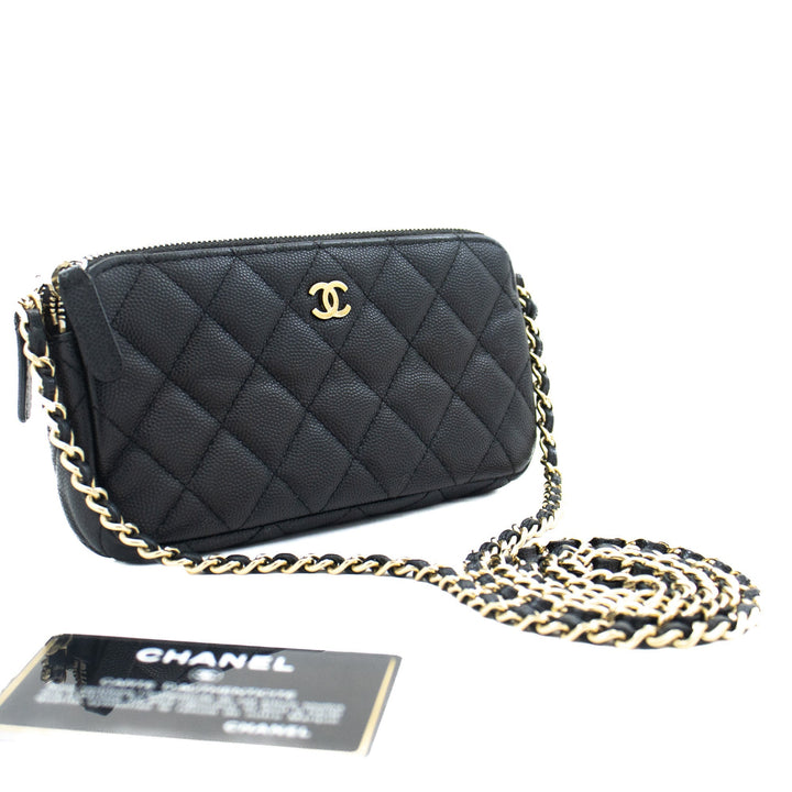 Top Quality Chanel Caviar Wallet On Chain WOC Double Zip Chain Shoulder Bag