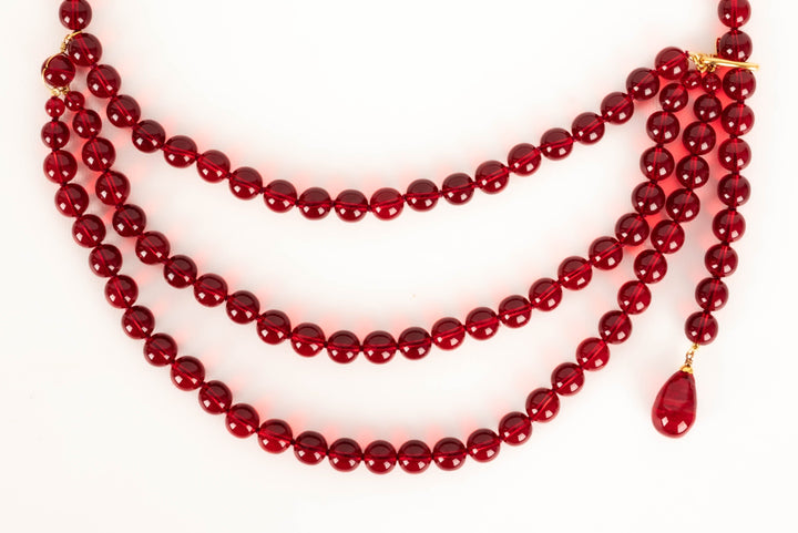 Ceinture de perles rouges Top Quality Chanel 1992