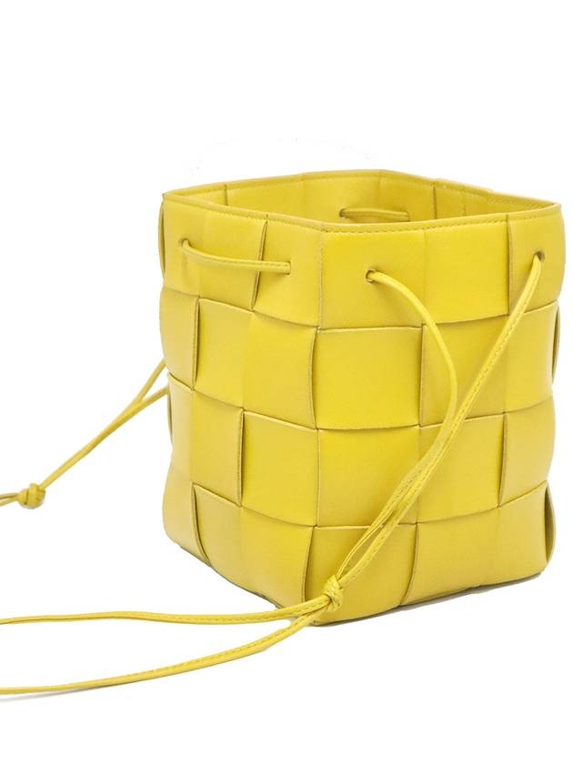 Bottega veneta Bottega veneta 680218 Yellow Intrecciato Weaving Small Cassette Crossbody Bucket Crossbag